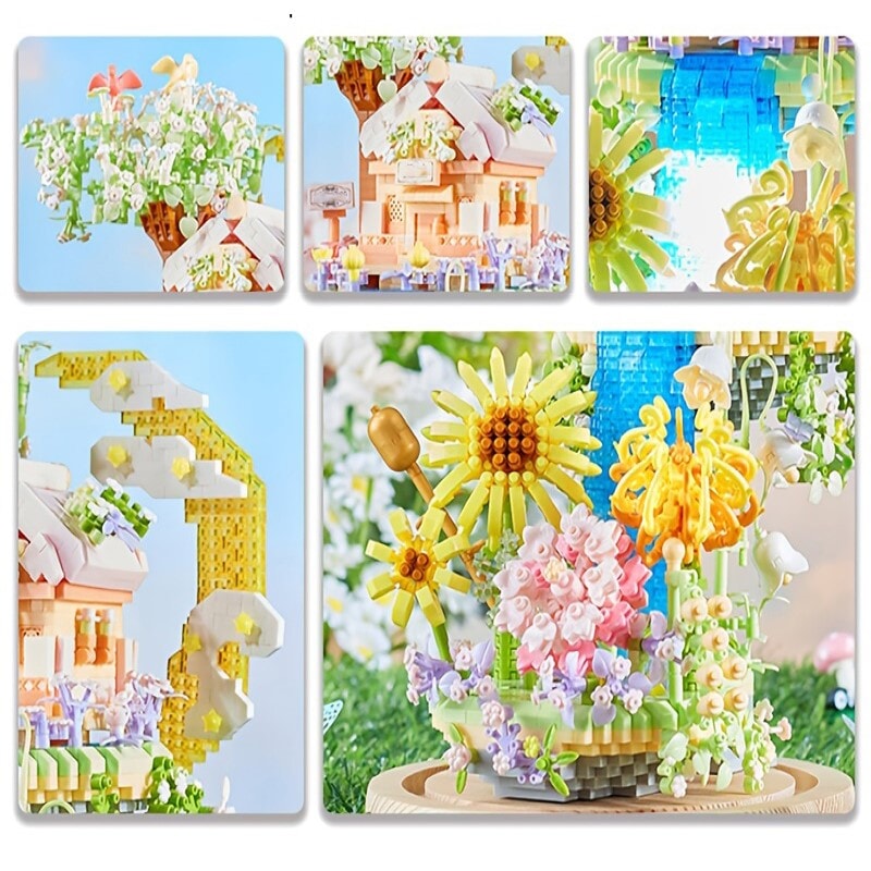 Brehn | Romantische Wasserfall Obstgarten Villa Micro Bausteine mit Licht