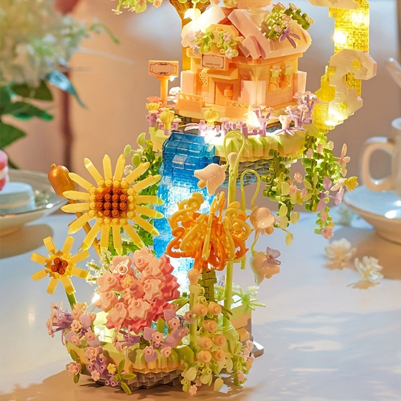 Brehn | Romantische Wasserfall Obstgarten Villa Micro Bausteine mit Licht