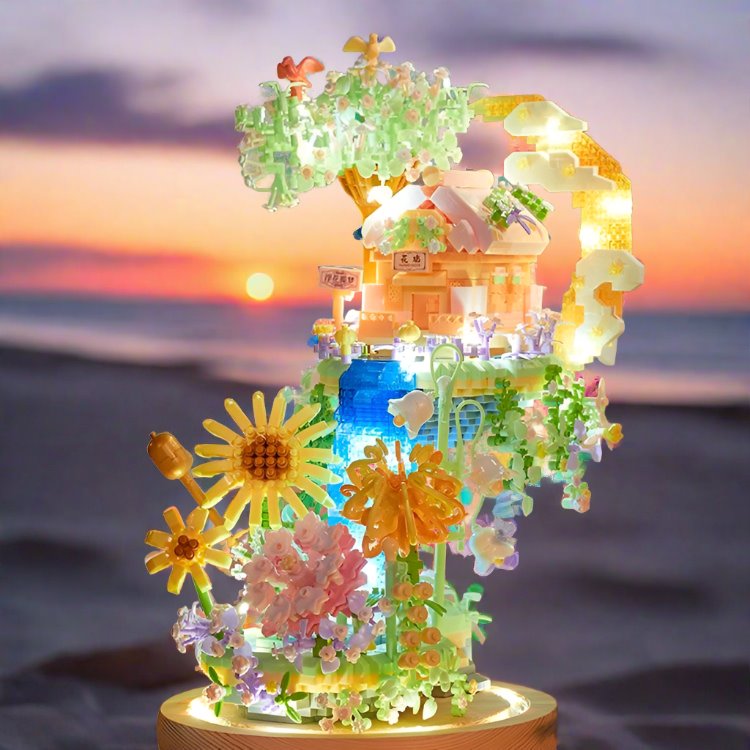 Brehn | Romantische Wasserfall Obstgarten Villa Micro Bausteine mit Licht