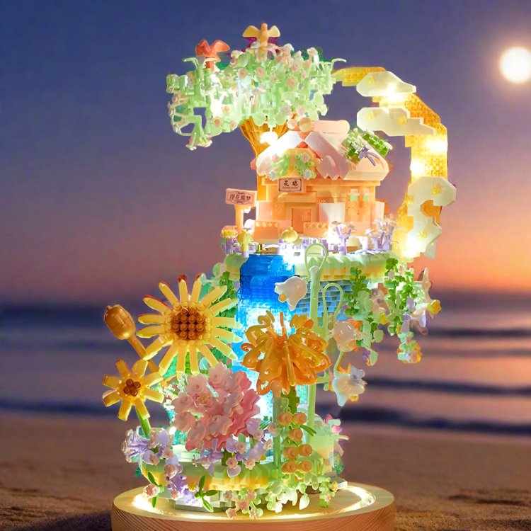 Brehn | Romantische Wasserfall Obstgarten Villa Micro Bausteine mit Licht