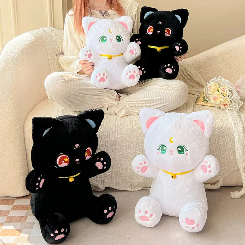 Brehn | Sailor Moon Flauschige Schwarze Weiße Katzen Plüschtiere
