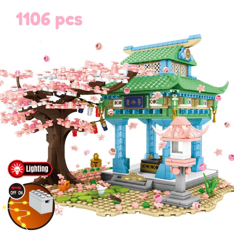 Brehn | Leuchte Romantisches Japanisches Hakone-Schrein mit Sakura-Baum-Bausätzen