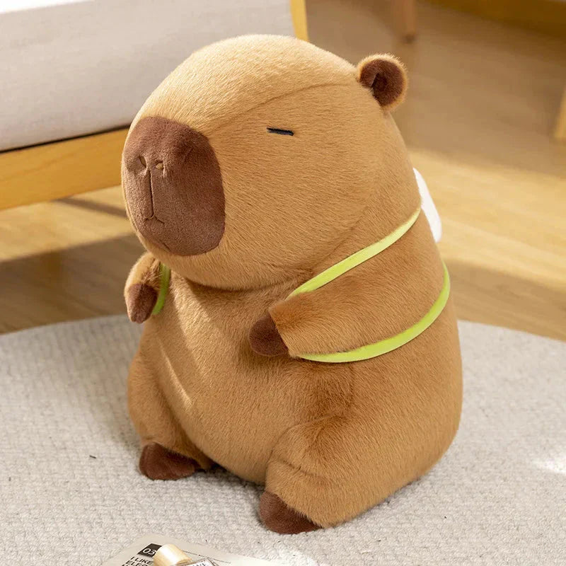 Brehn | Schlafende Capybara mit Mahjong-Rucksack Plüschspielzeug