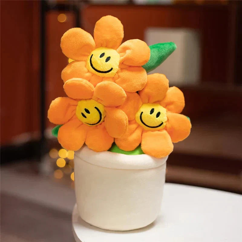 Brehn | Lächelnde Sonnenblume Blumentopf Plüsch
