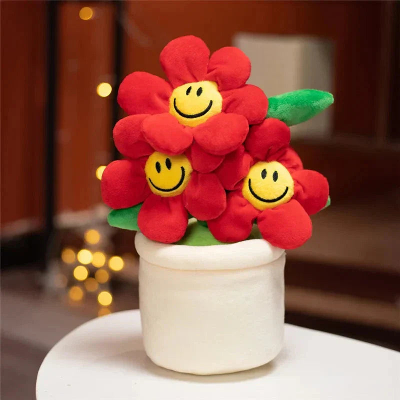 Brehn | Lächelnde Sonnenblume Blumentopf Plüsch