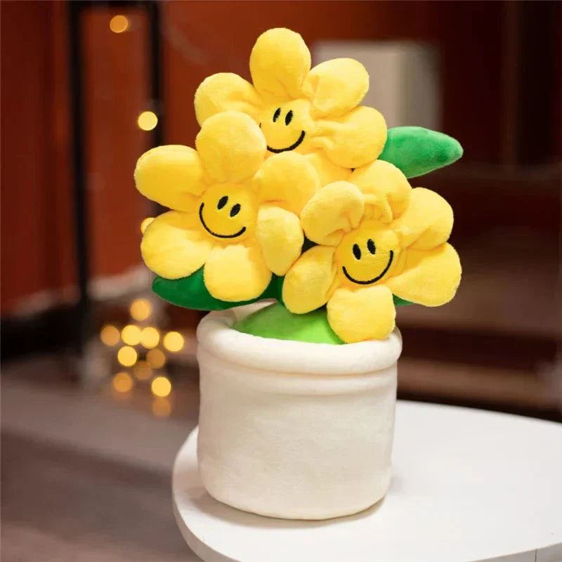 Brehn | Lächelnde Sonnenblume Blumentopf Plüsch