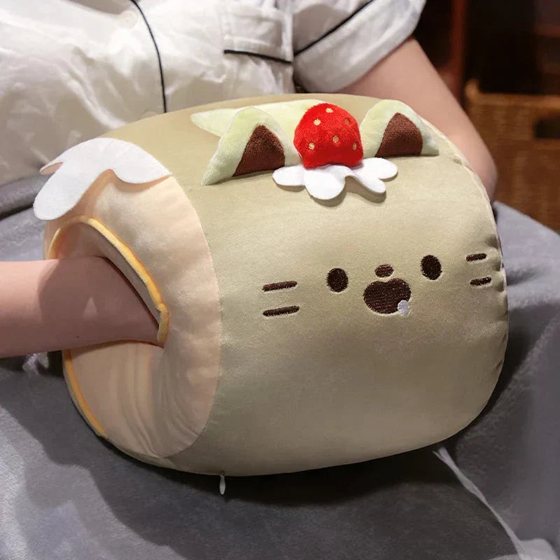 Brehn | Weiche Katze Swiss Roll Kuchen Handwärmer Plüsch mit Decke