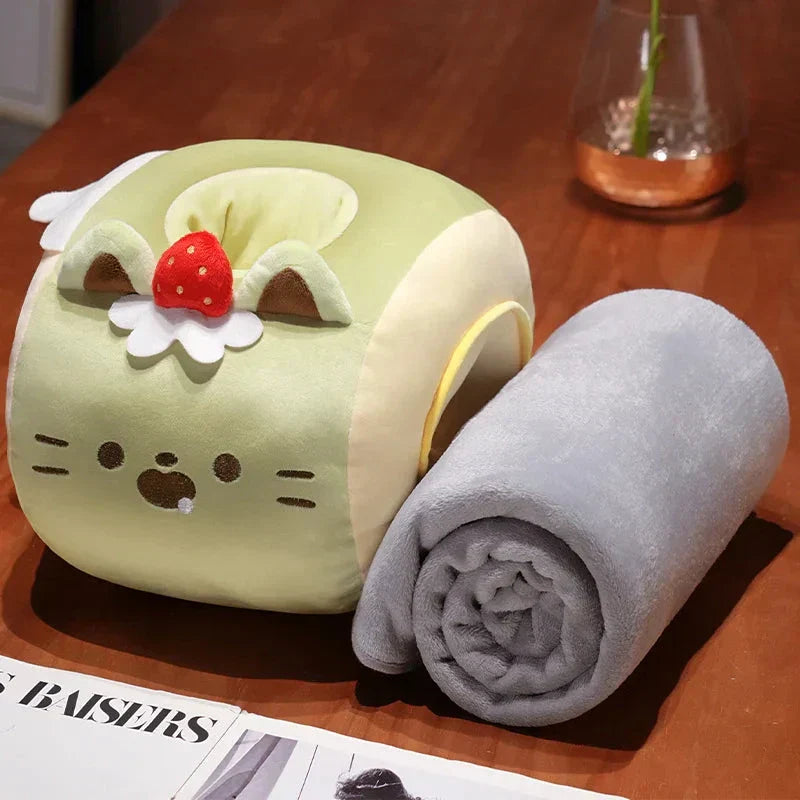 Brehn | Weiche Katze Swiss Roll Kuchen Handwärmer Plüsch mit Decke