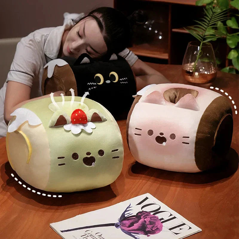 Brehn | Weiche Katze Swiss Roll Kuchen Handwärmer Plüsch mit Decke
