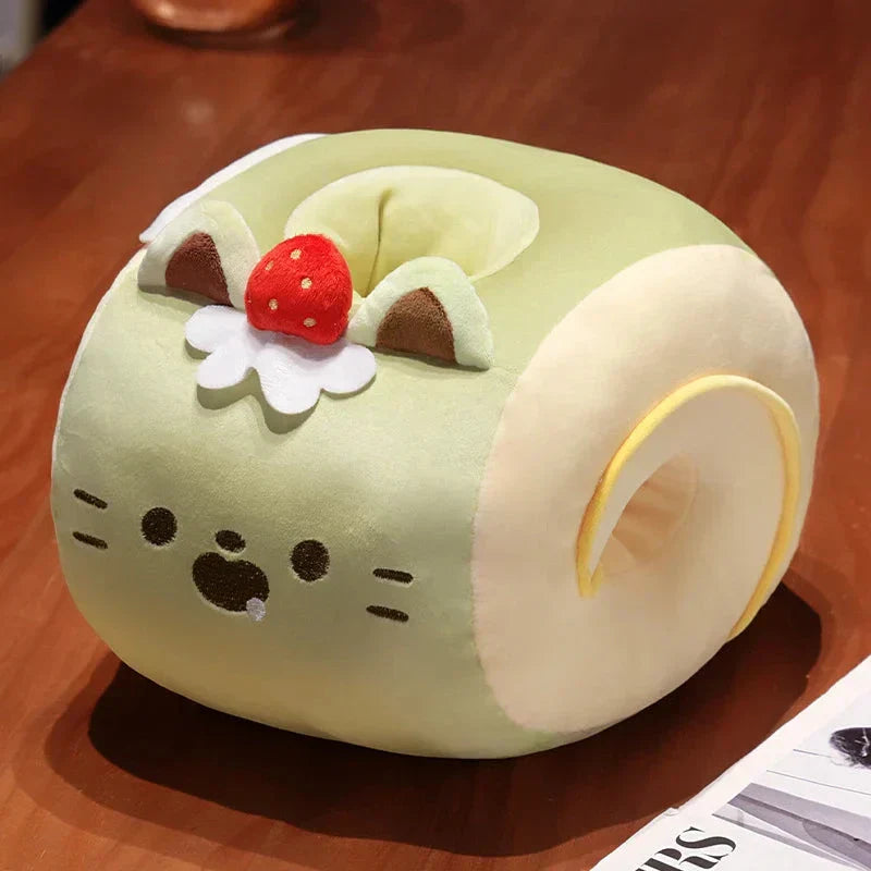 Brehn | Weiche Katze Swiss Roll Kuchen Handwärmer Plüsch mit Decke