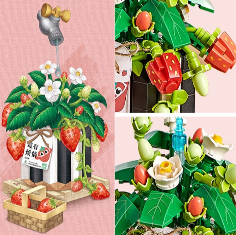 Brehn | Erdbeertopf & Rote Blume Mikro-Bauklötze