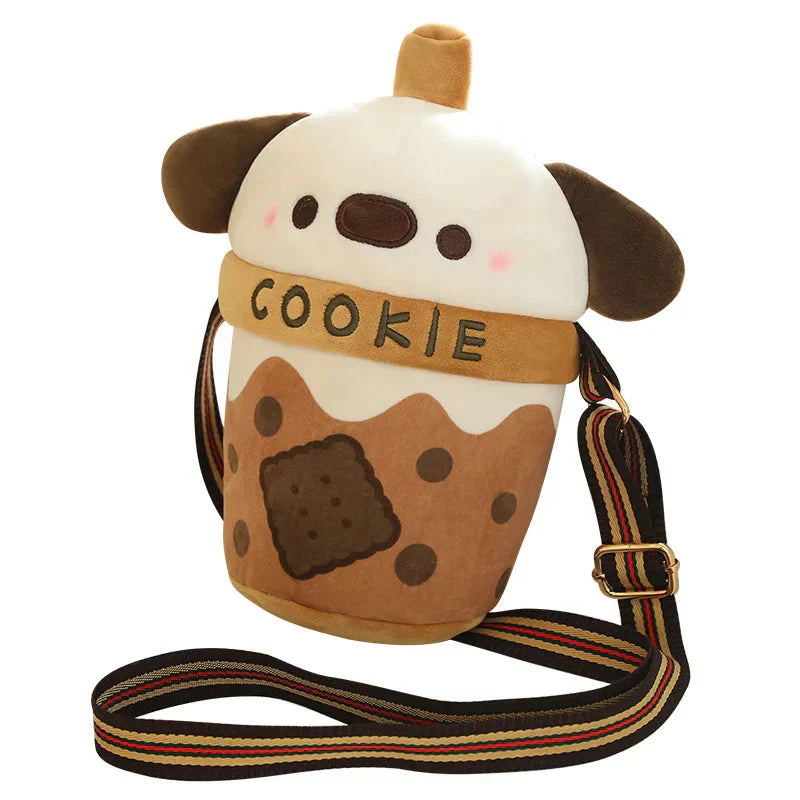 Brehn | Weißer Bichon Frisé Plüsch Bubble Tea Keks Tasche