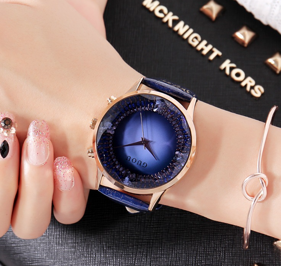 Brehn | Luxuriöse Diamant Echtes Leder Damen Uhr