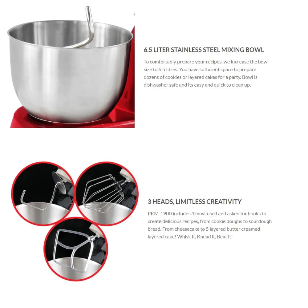Küchenmaschine Royalty Line 1.900 W 6,5 Liter (Mixer) | Brehn