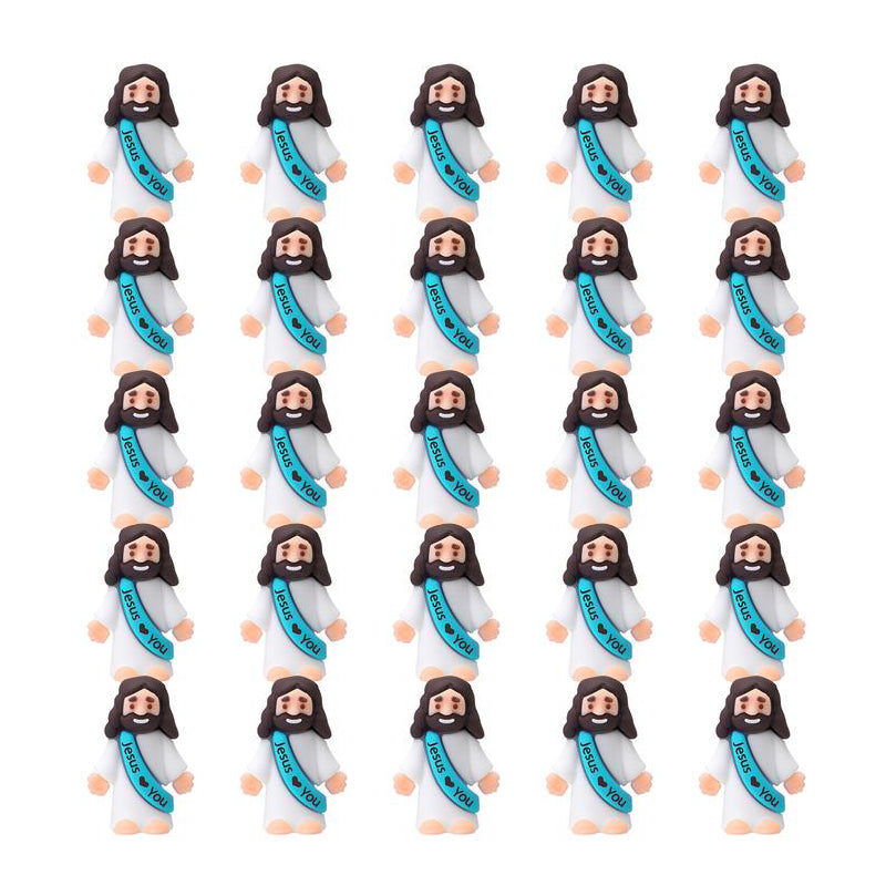 Mini-Jesusfiguren mit dem Slogan „Jesus liebt dich“