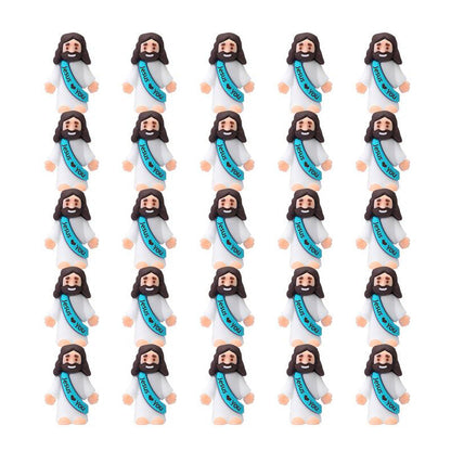 Mini-Jesusfiguren mit dem Slogan „Jesus liebt dich“