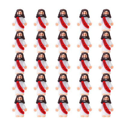 Mini-Jesusfiguren mit dem Slogan „Jesus liebt dich“