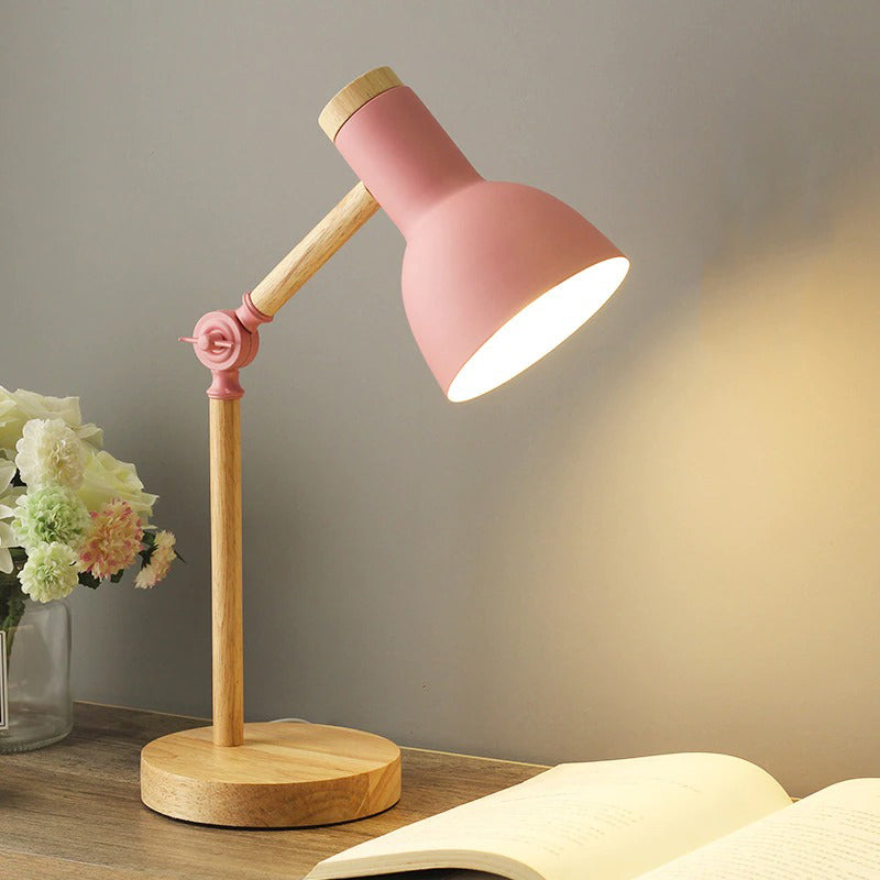 Holzbewegliche Nachttischlampe mit Vintage-Metall-Design | Brehn