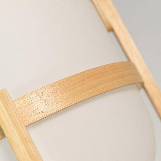 Japanische Holz-Bettlampe mit Glasstein-Schirm | Brehn