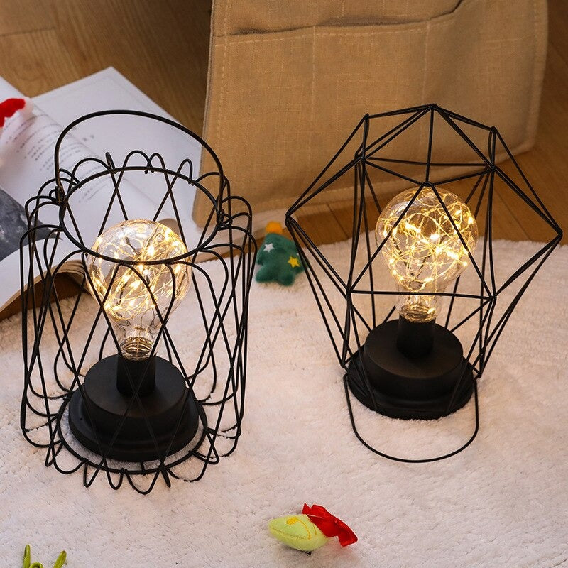 Industrielle Akku-Bedseitenlampe mit bunten Perlen | Brehn