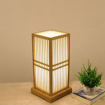Tatami Japanische Nachttischlampe mit Holz-Bambusschirm | Brehn