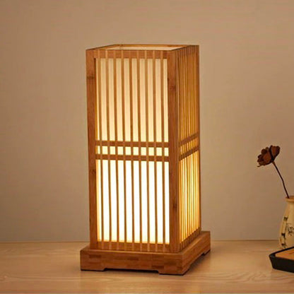 Tatami Japanische Nachttischlampe mit Holz-Bambusschirm | Brehn