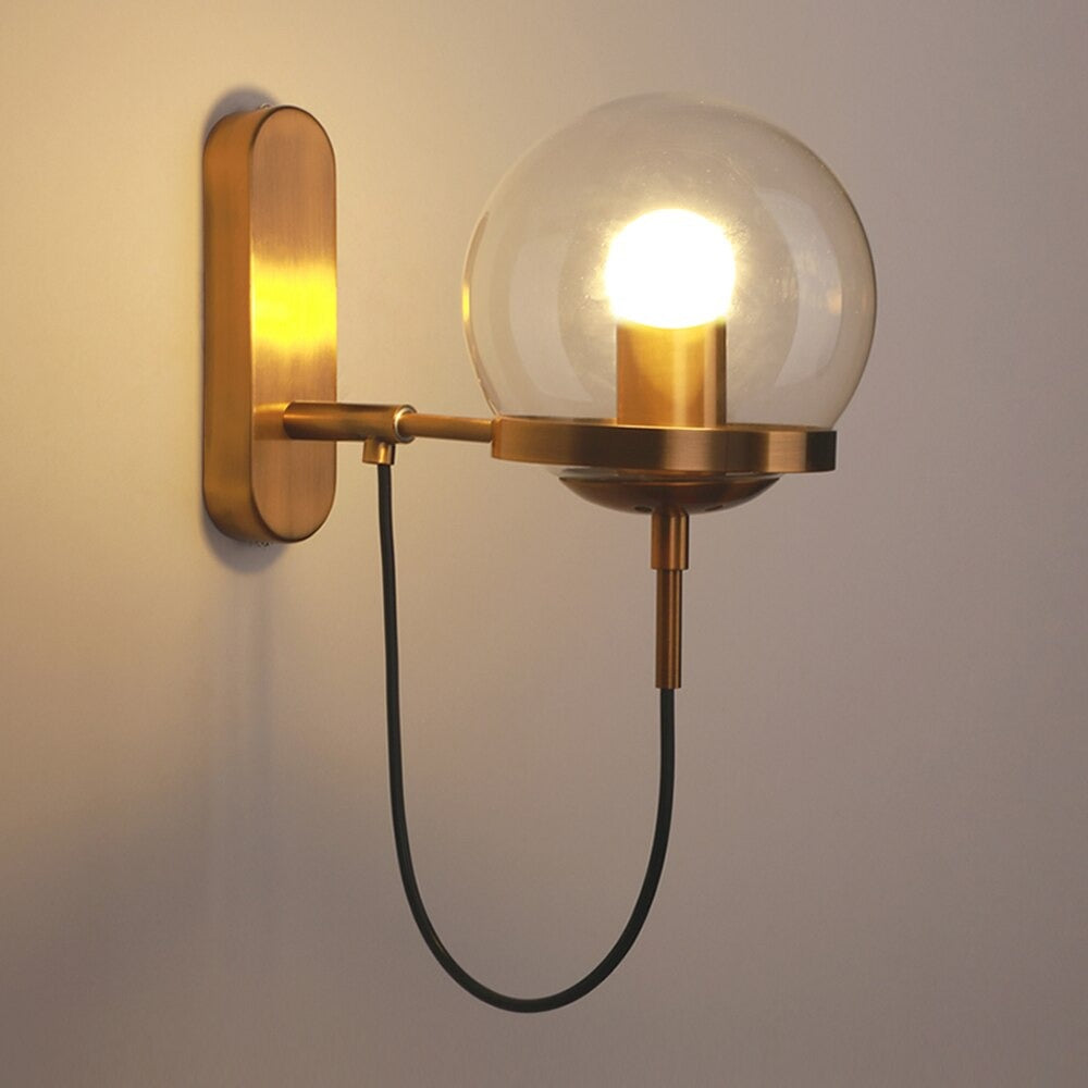 Chic Design Wand Nachttischlampe Wandleuchte mit Glasballschirm | Brehn