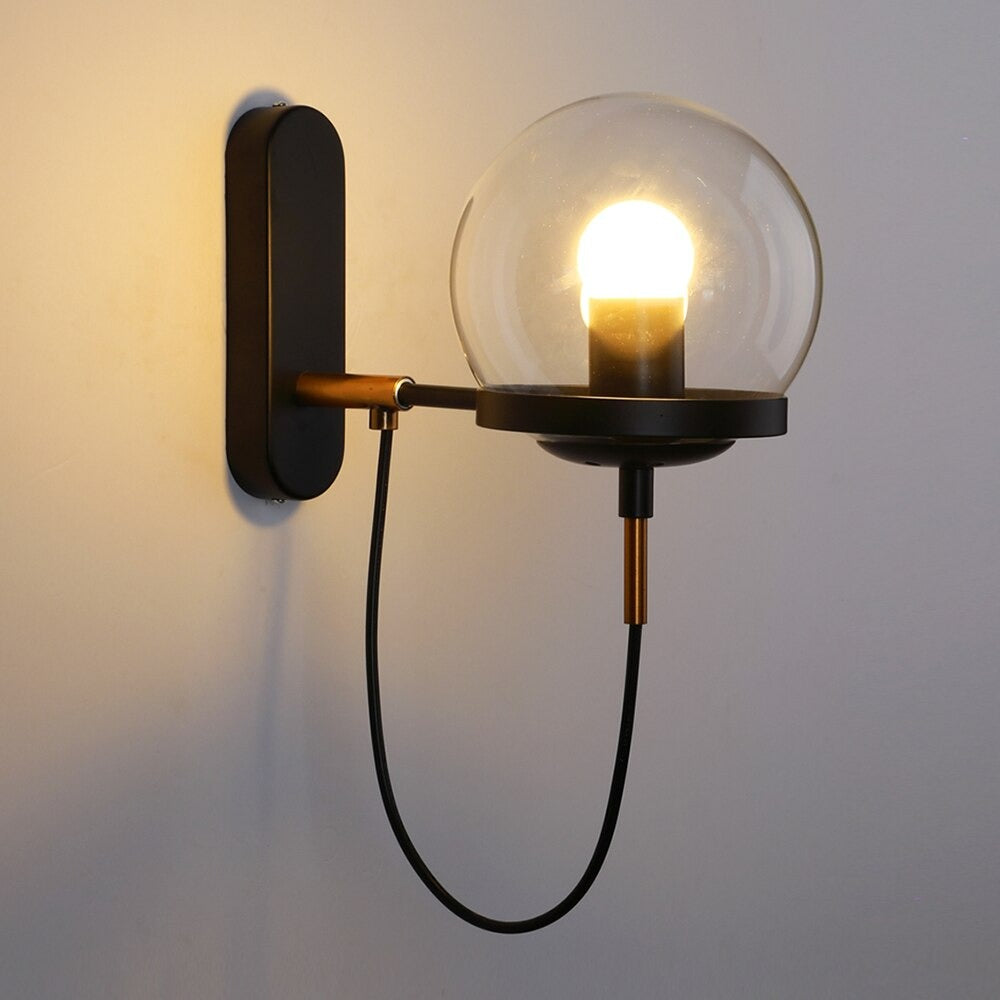 Chic Design Wand Nachttischlampe Wandleuchte mit Glasballschirm | Brehn