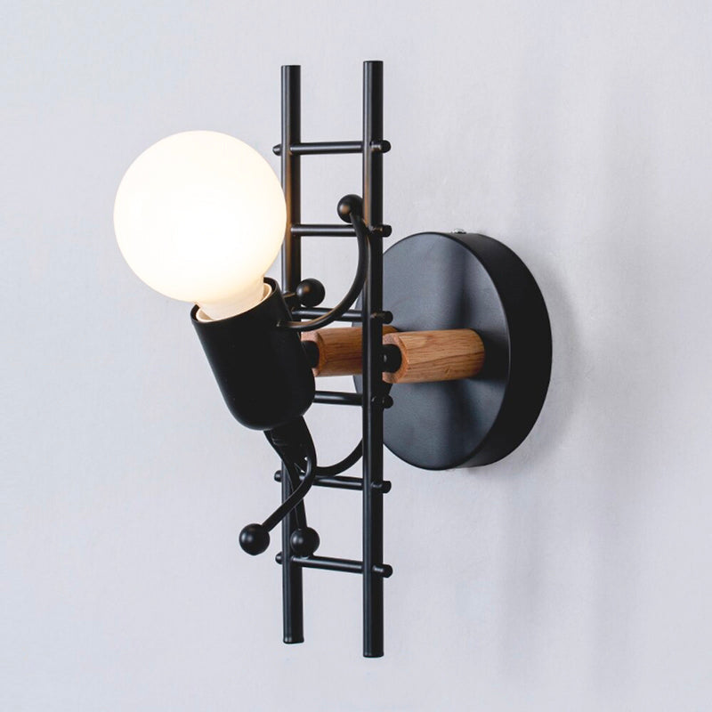 Industrielle Original Wand Nachttischlampe mit Metall und Holz | Brehn