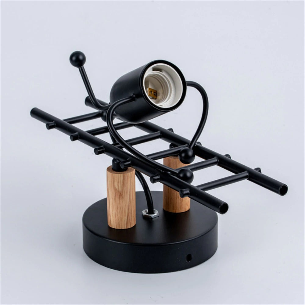 Industrielle Original Wand Nachttischlampe mit Metall und Holz | Brehn