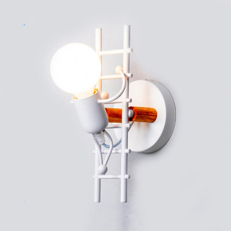 Industrielle Original Wand Nachttischlampe mit Metall und Holz | Brehn