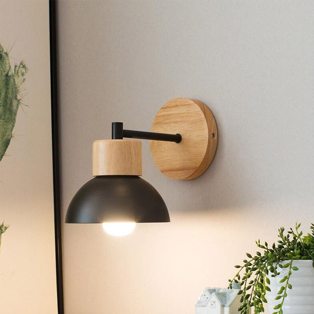Retro Holz Wand Nachttischlampe im Vintage Edison Stil | Brehn