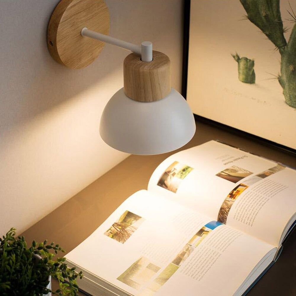 Retro Holz Wand Nachttischlampe im Vintage Edison Stil | Brehn