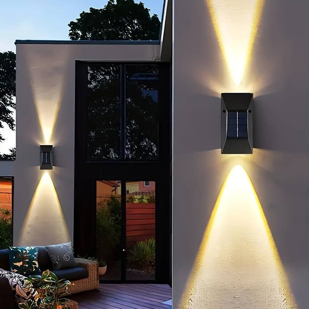 LED-Solarzellen-Wandleuchte (Up-Downlight), 2 Stk. Schwarz | Brehn