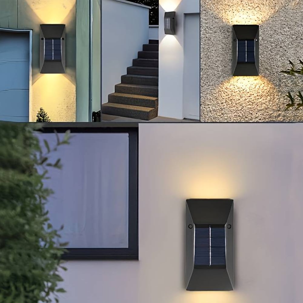 LED-Solarzellen-Wandleuchte (Up-Downlight), 2 Stk. Schwarz | Brehn
