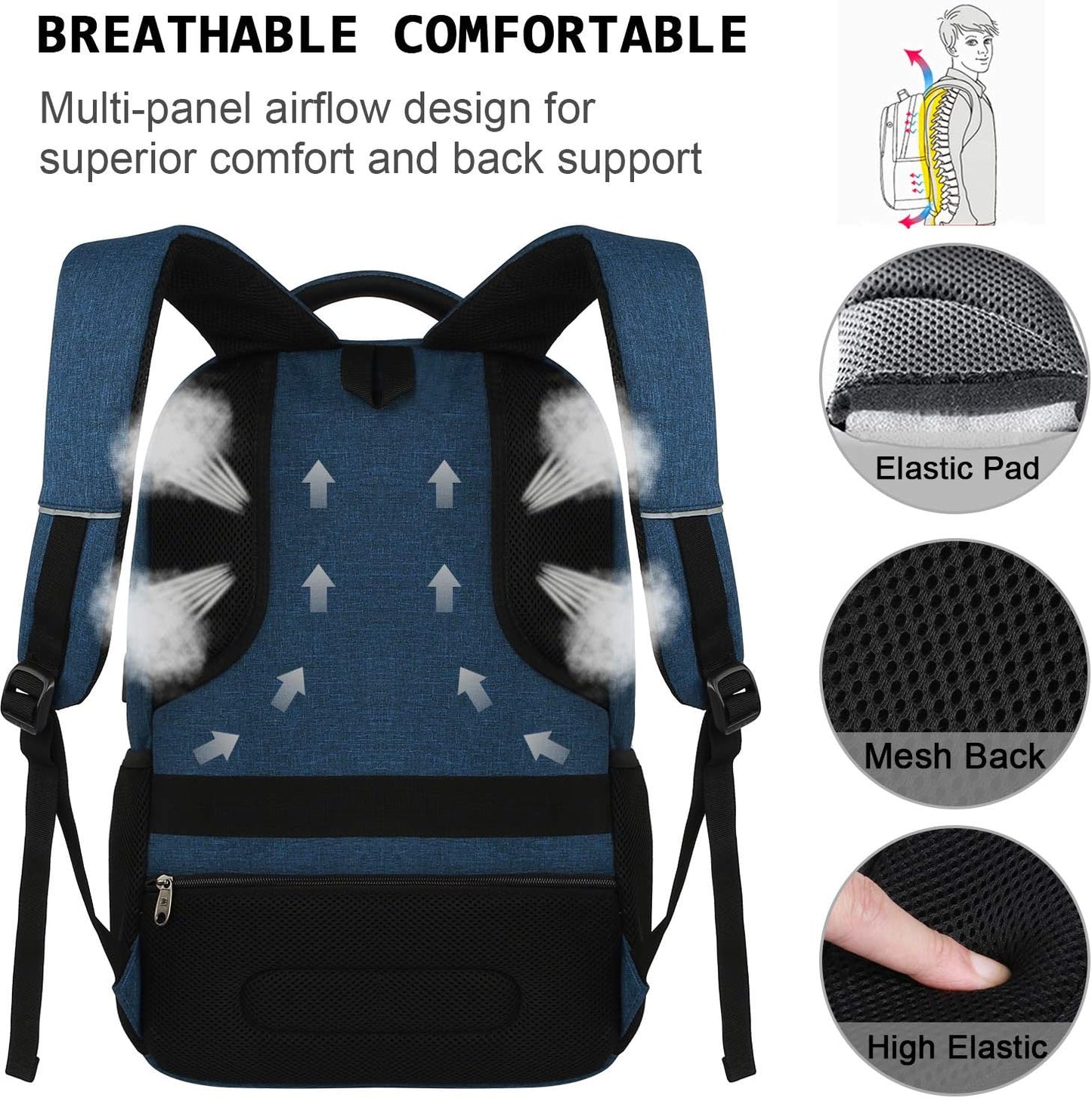 Slim Anti-Diebstahl Laptop Rucksack mit USB-Ladeanschluss | Brehn