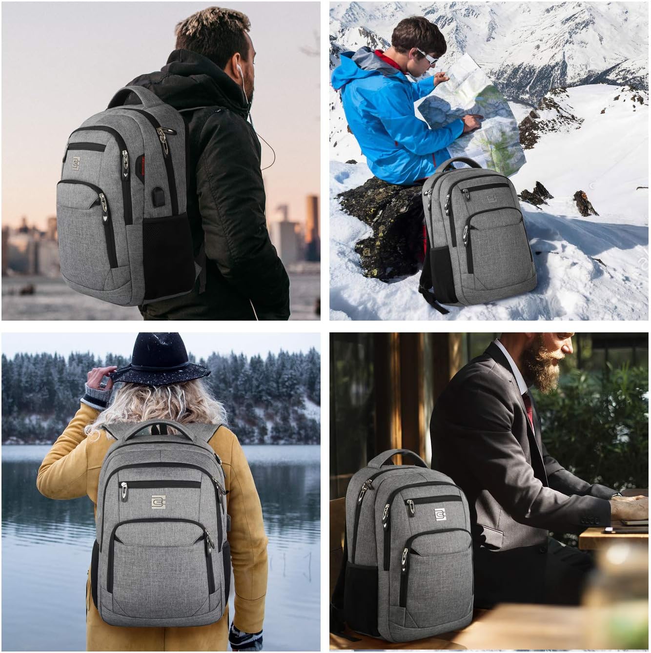 Slim Anti-Diebstahl Laptop Rucksack mit USB-Ladeanschluss | Brehn