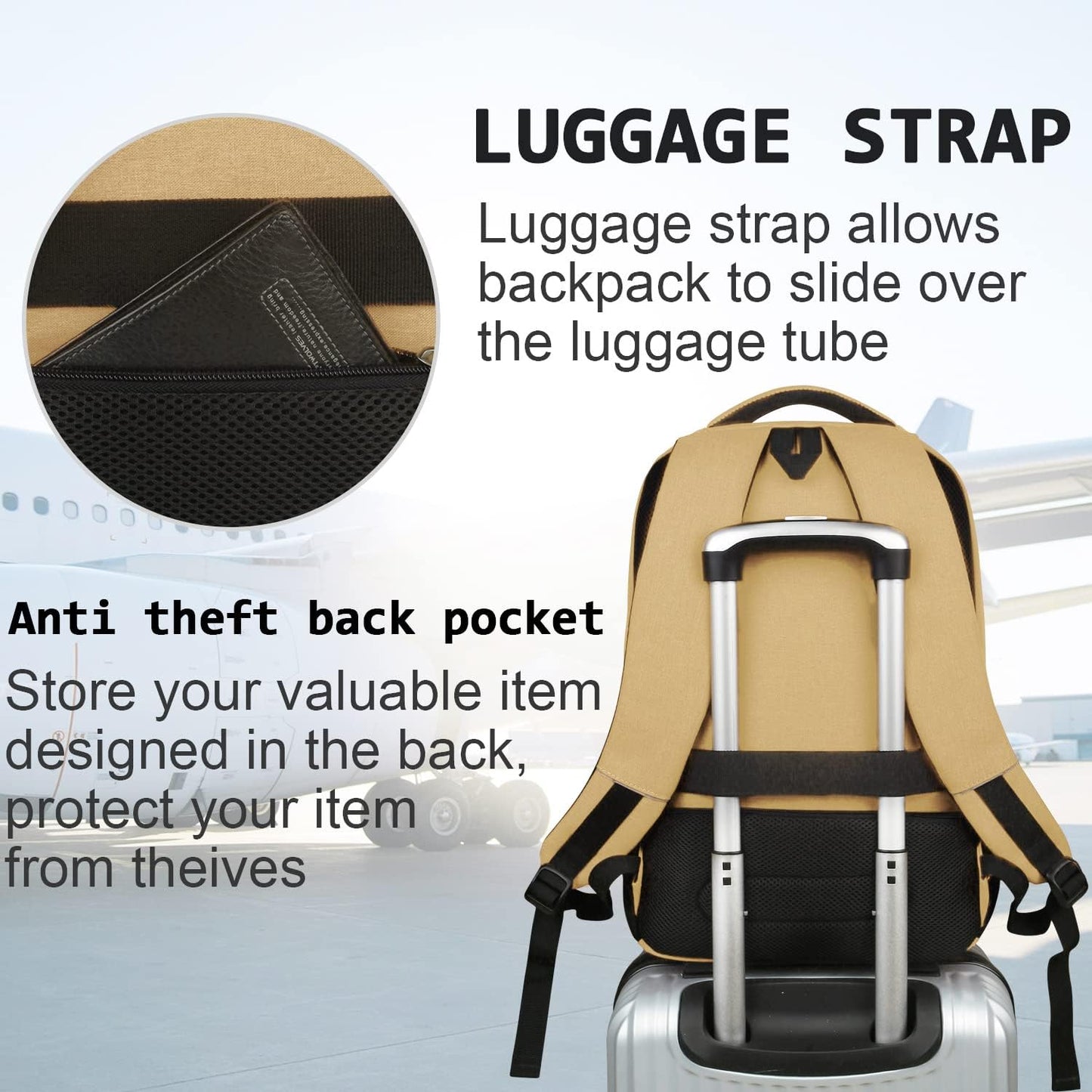 Slim Anti-Diebstahl Laptop Rucksack mit USB-Ladeanschluss | Brehn