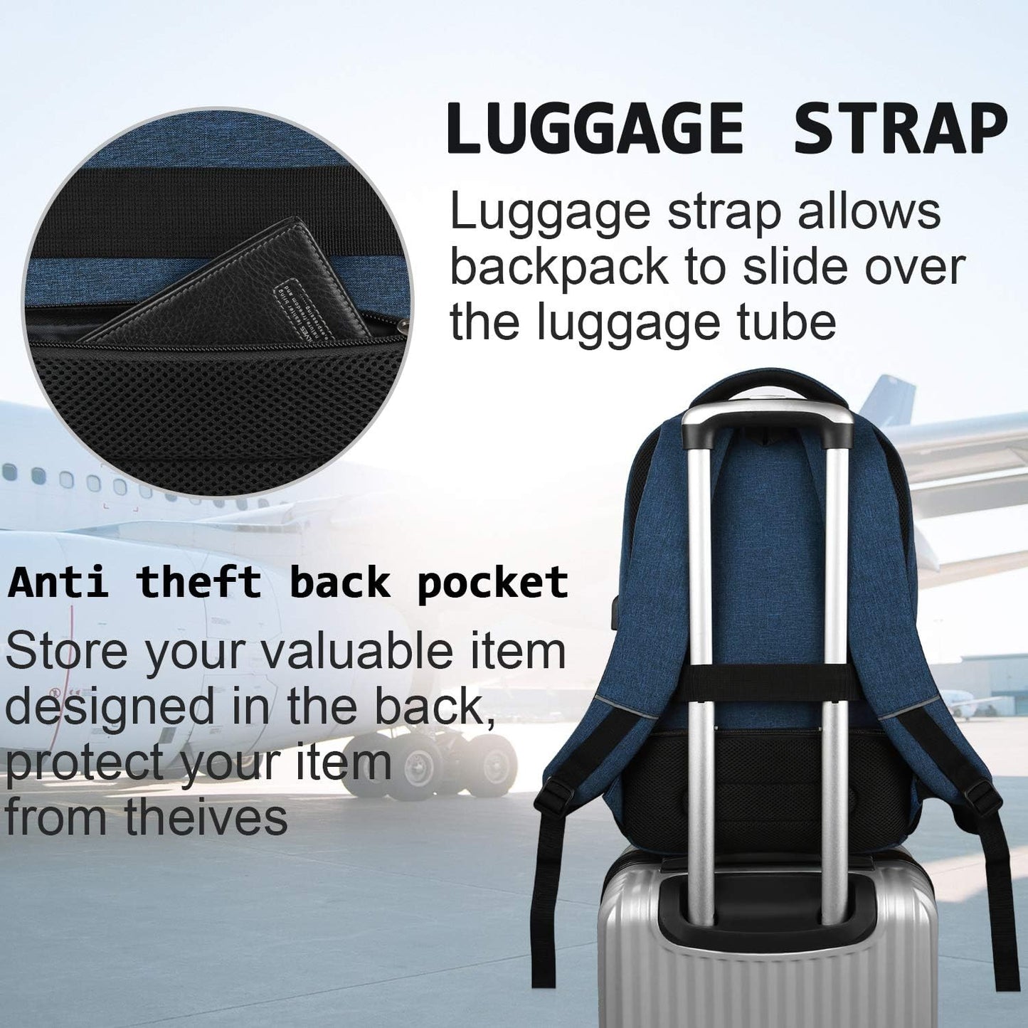 Slim Anti-Diebstahl Laptop Rucksack mit USB-Ladeanschluss | Brehn