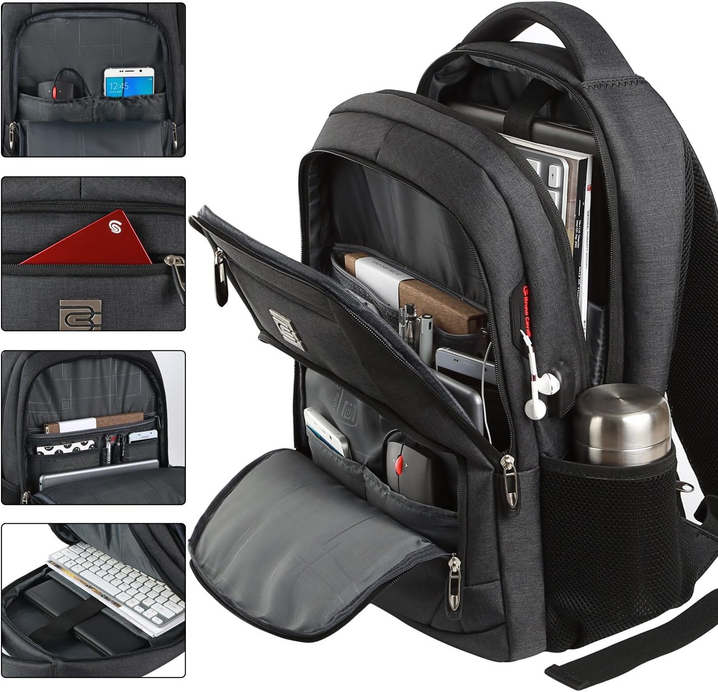 Slim Anti-Diebstahl Laptop Rucksack mit USB-Ladeanschluss | Brehn