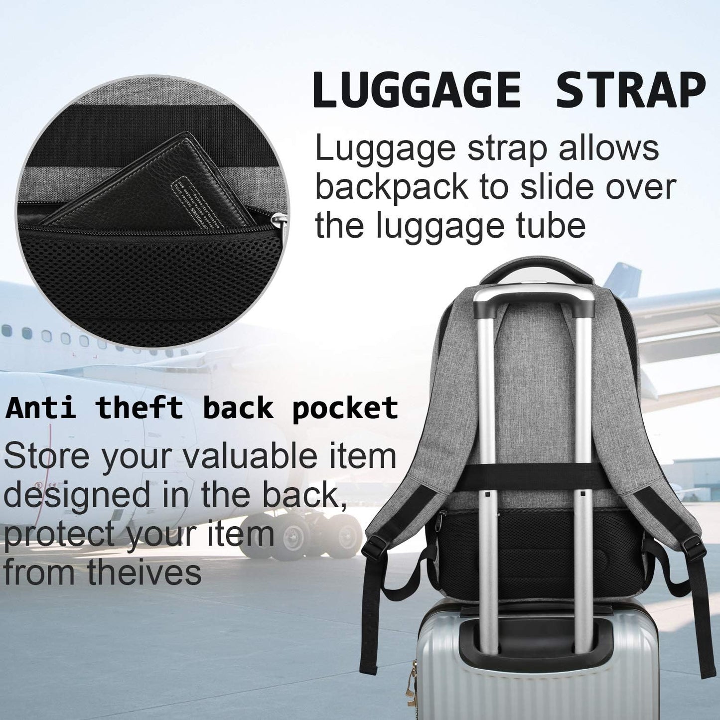 Slim Anti-Diebstahl Laptop Rucksack mit USB-Ladeanschluss | Brehn