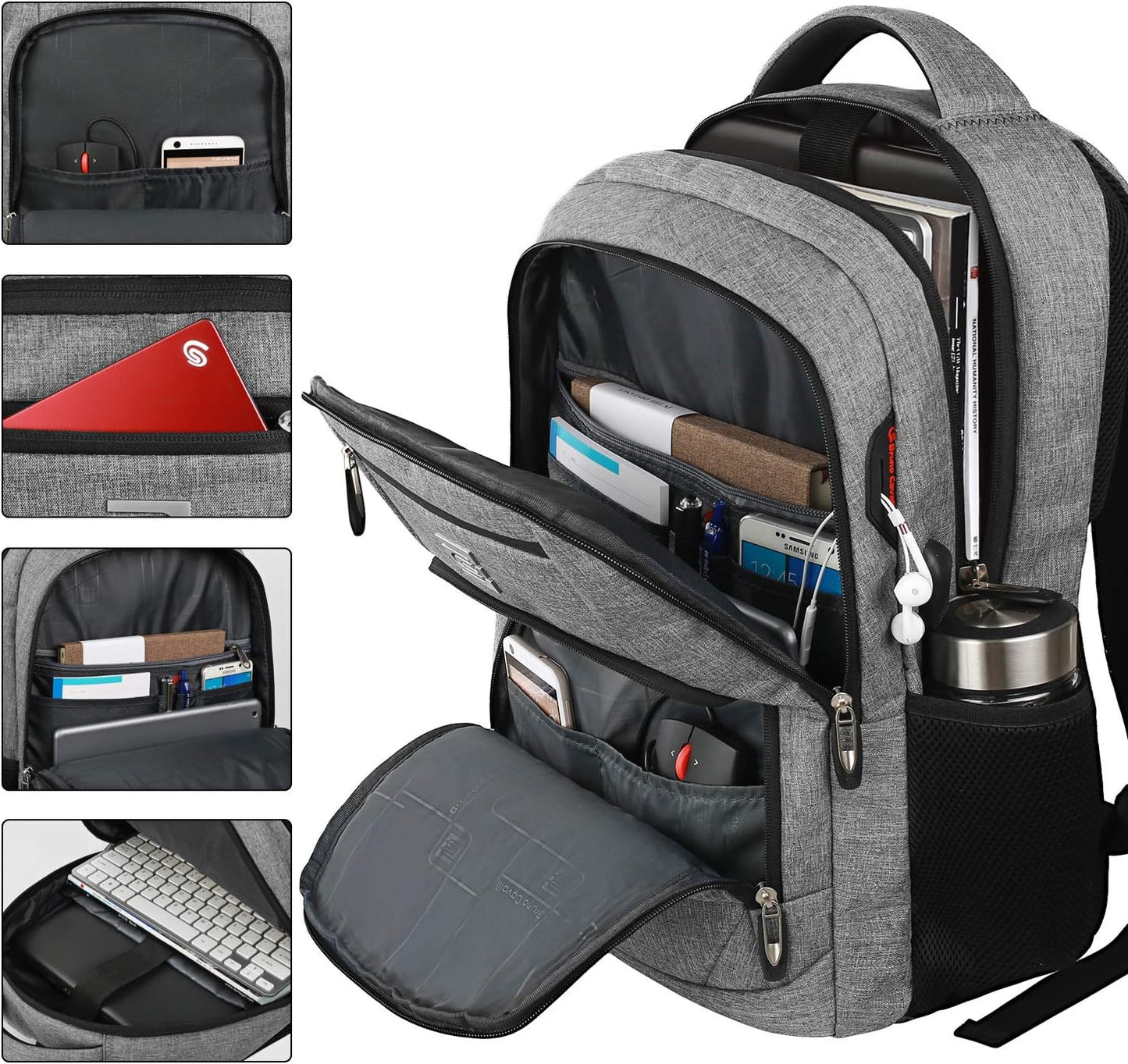 Slim Anti-Diebstahl Laptop Rucksack mit USB-Ladeanschluss | Brehn