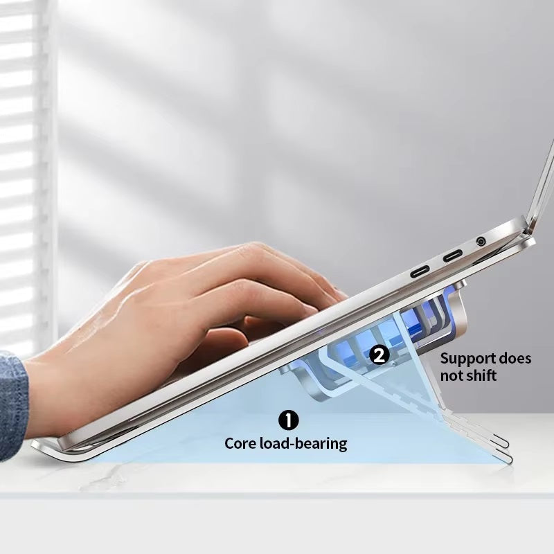 Faltbarer Laptopständer mit um 360° drehbaren Lüftern und verstellbarer Höhe