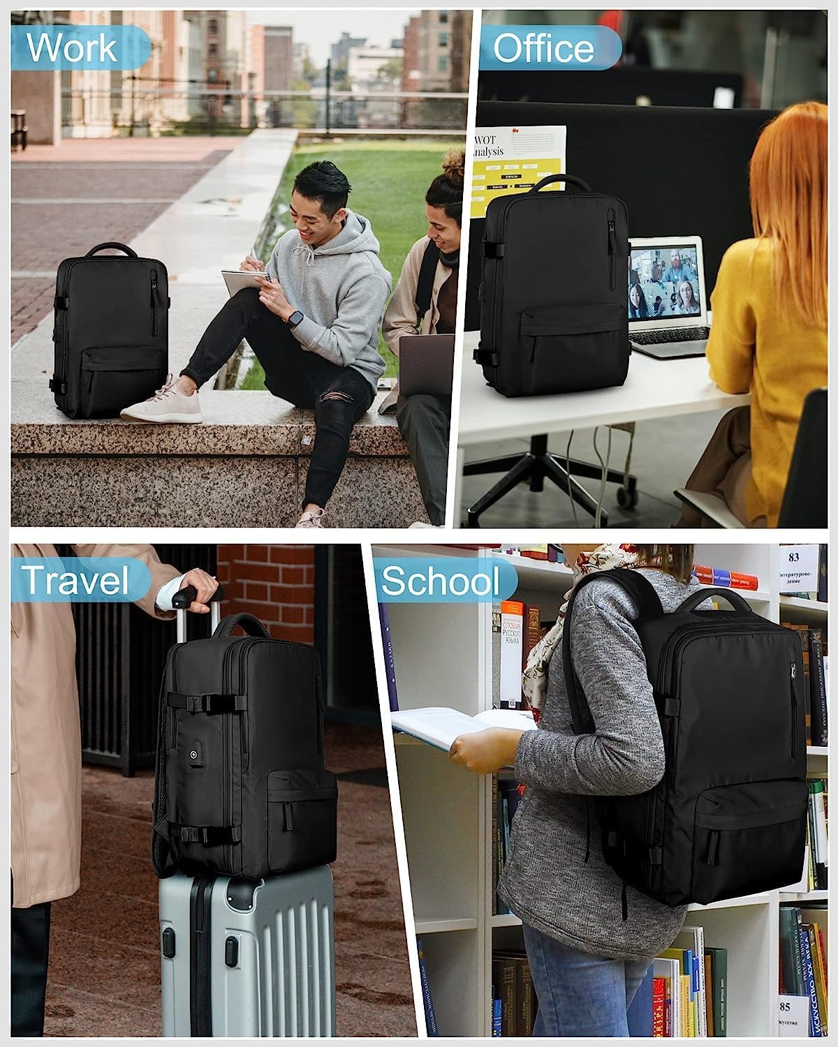 Wasserfester Reise-Rucksack mit Schuhfach & USB-Anschluss – 14" Laptop geeignet | Brehn