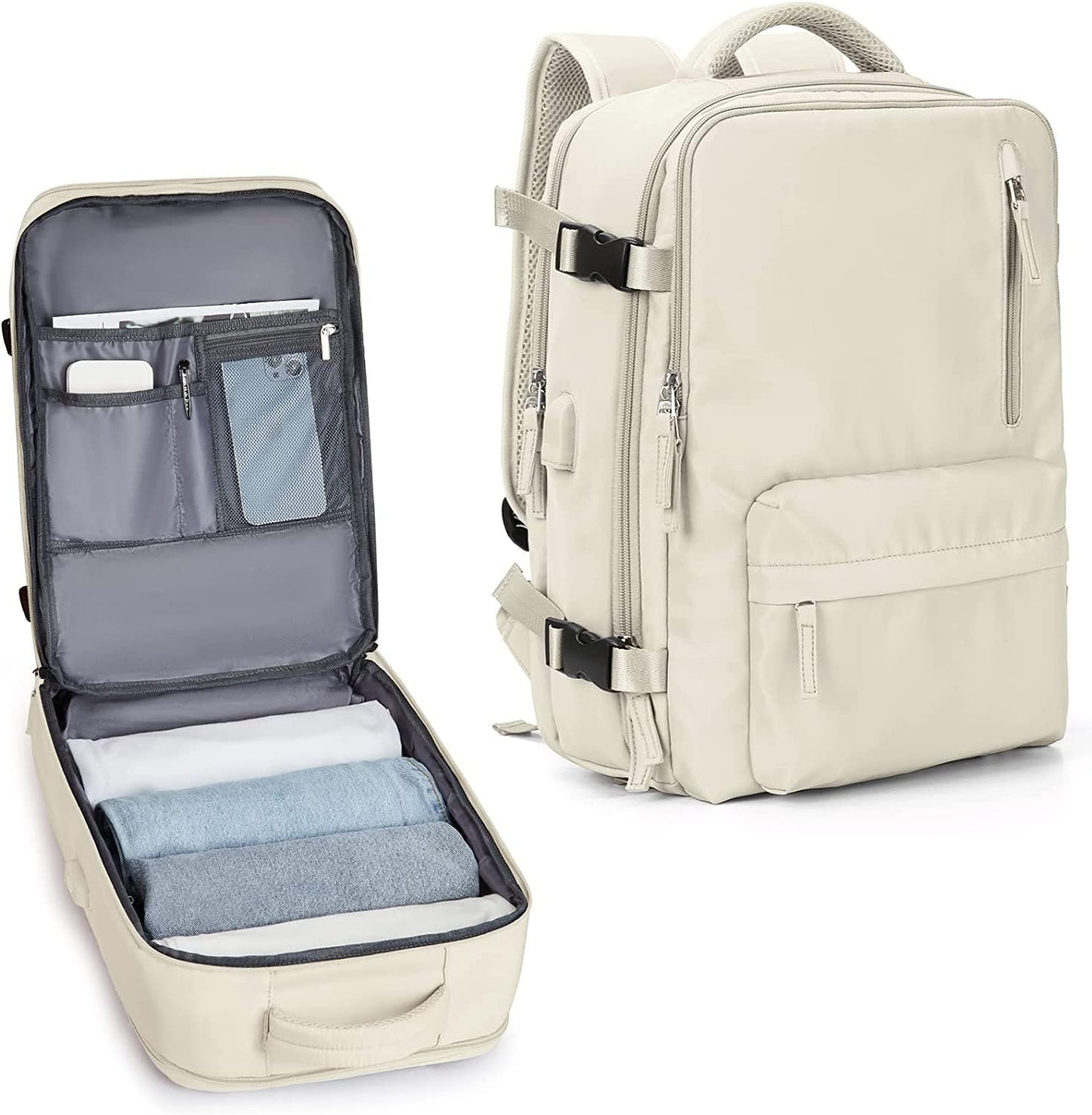 Wasserfester Reise-Rucksack mit Schuhfach & USB-Anschluss – 14" Laptop geeignet | Brehn