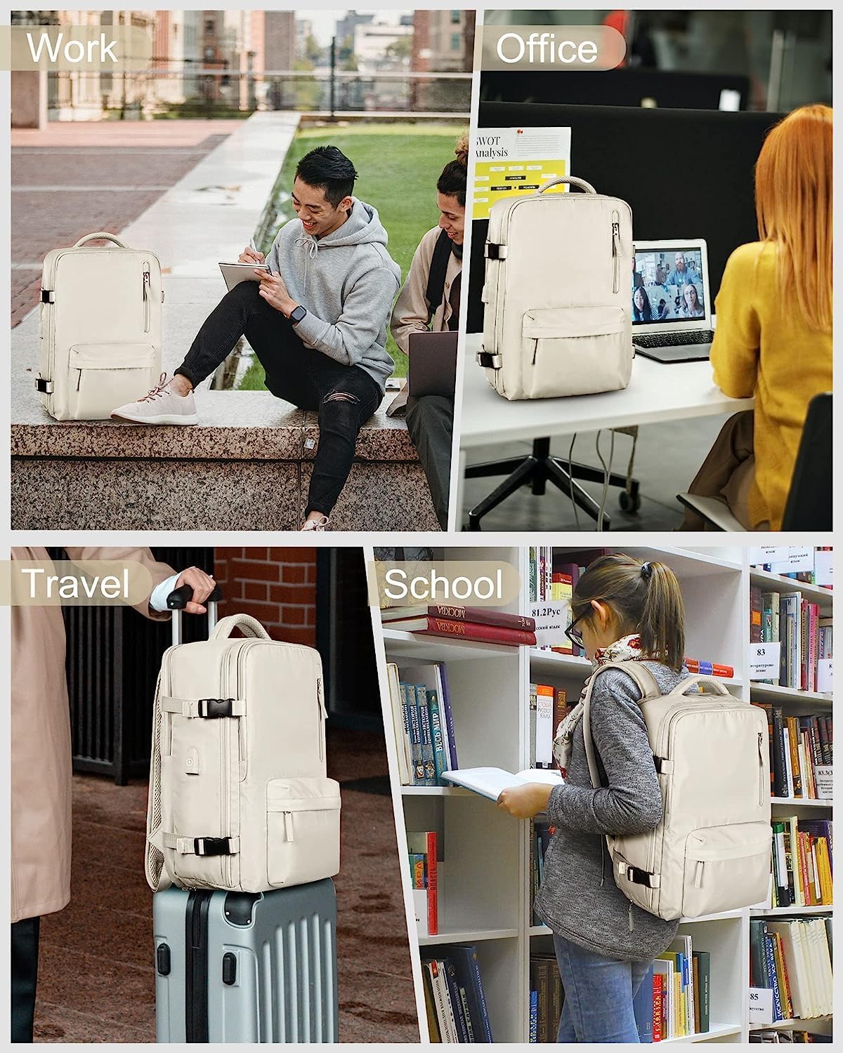 Wasserfester Reise-Rucksack mit Schuhfach & USB-Anschluss – 14" Laptop geeignet | Brehn