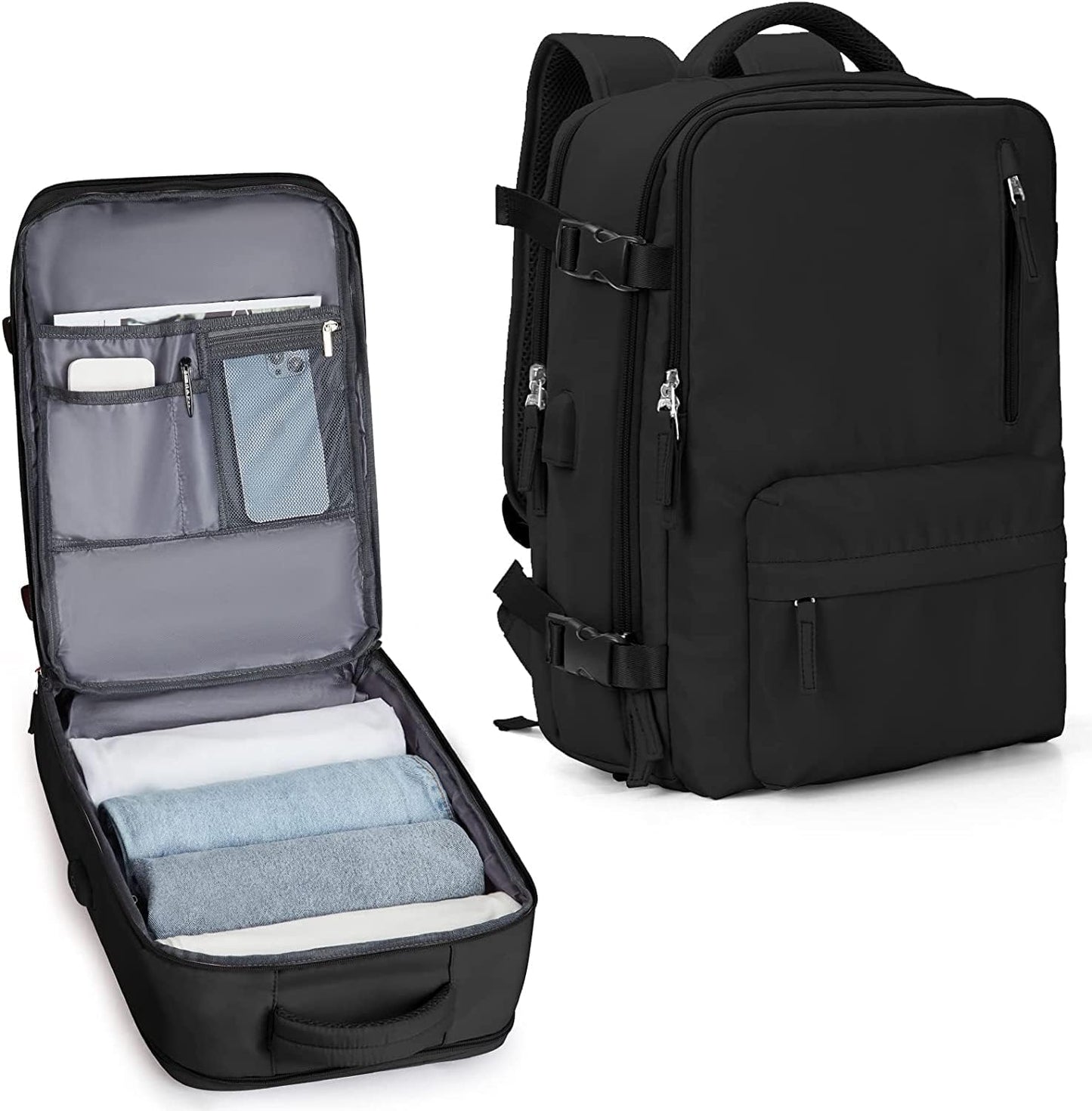 Wasserfester Reise-Rucksack mit Schuhfach & USB-Anschluss – 14" Laptop geeignet | Brehn