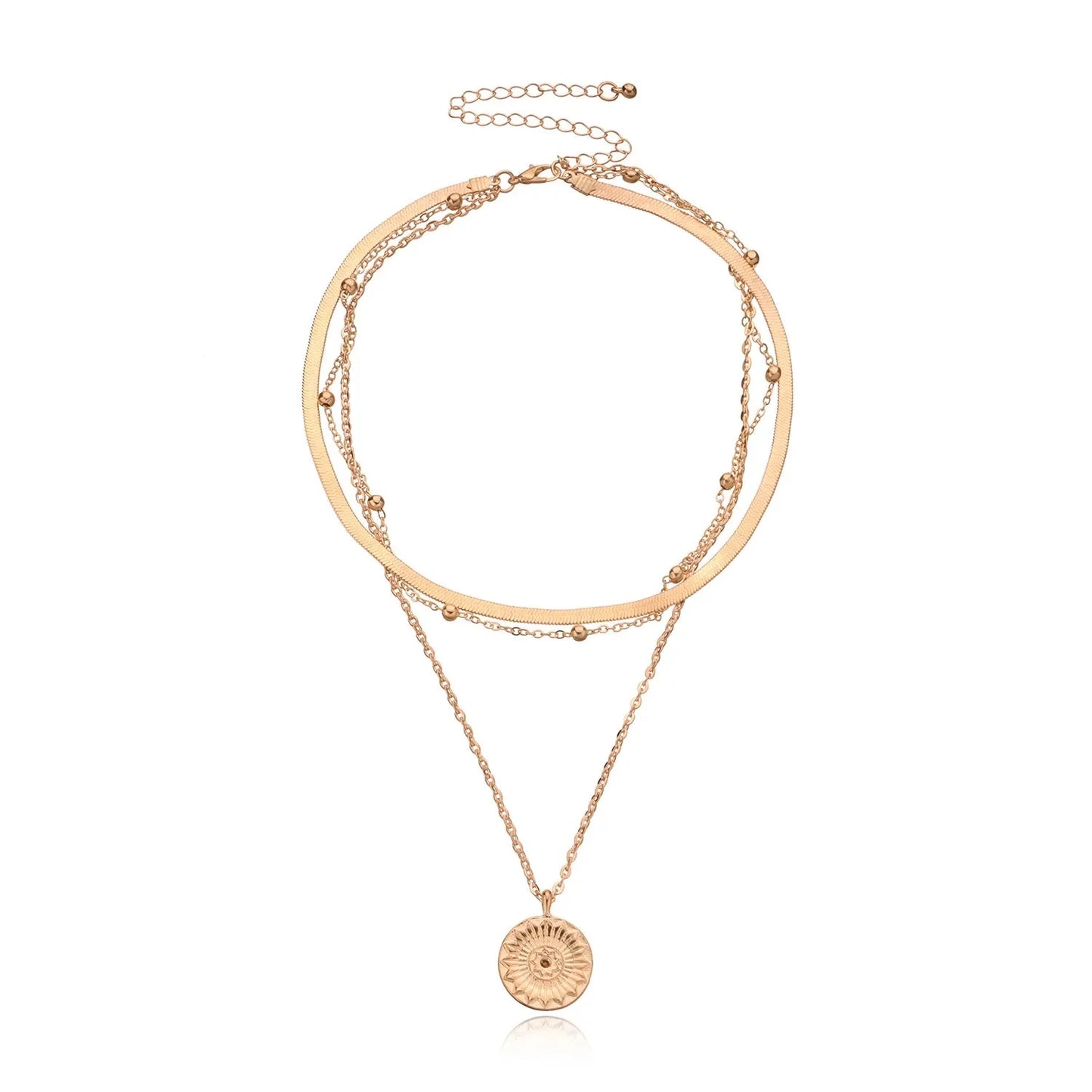 Brehn | Geschichtete Blumenanhänger Fischgräten- & Zarte Halsketten Stapel