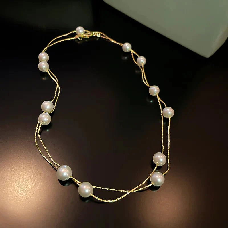 Brehn | Geschichtete Perlen Klassische Choker Halskette