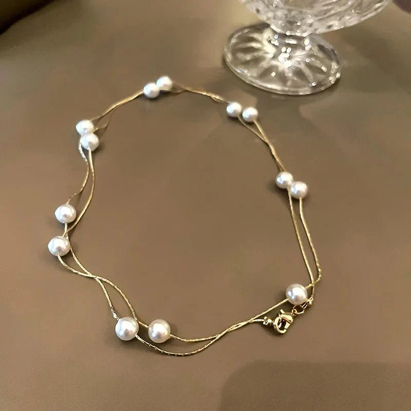Brehn | Geschichtete Perlen Klassische Choker Halskette